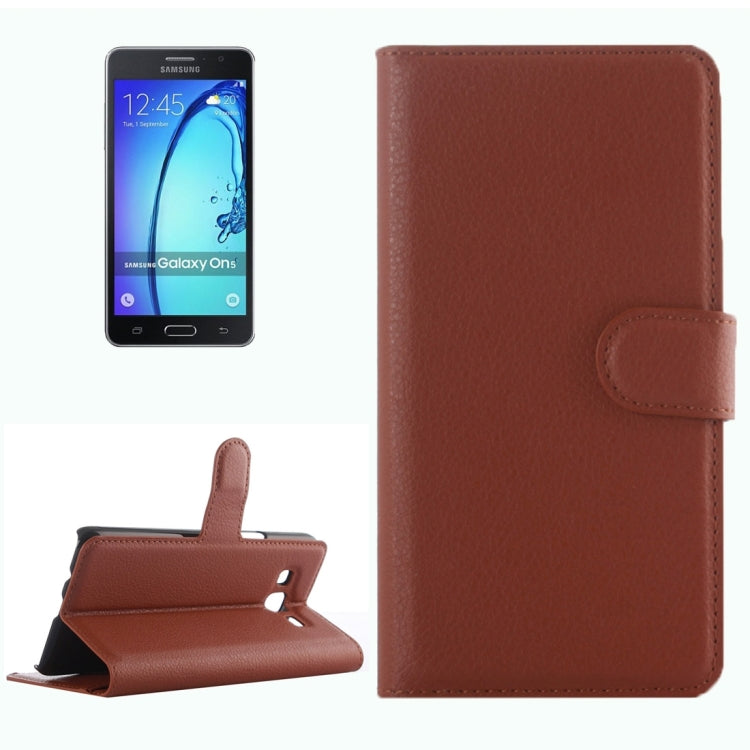 For Galaxy On5 Pro & On5 Litchi Texture Horizontal Flip Leather Case with Magnetic Buckle & Holder & Card Slots & Wallet