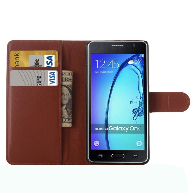 For Galaxy On5 Pro & On5 Litchi Texture Horizontal Flip Leather Case with Magnetic Buckle & Holder & Card Slots & Wallet