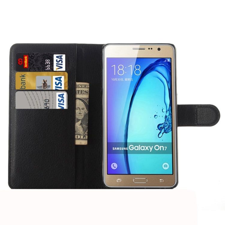 For Galaxy On7 Pro & On7 Litchi Texture Horizontal Flip Leather Case with Magnetic Buckle & Holder & Card Slots & Wallet