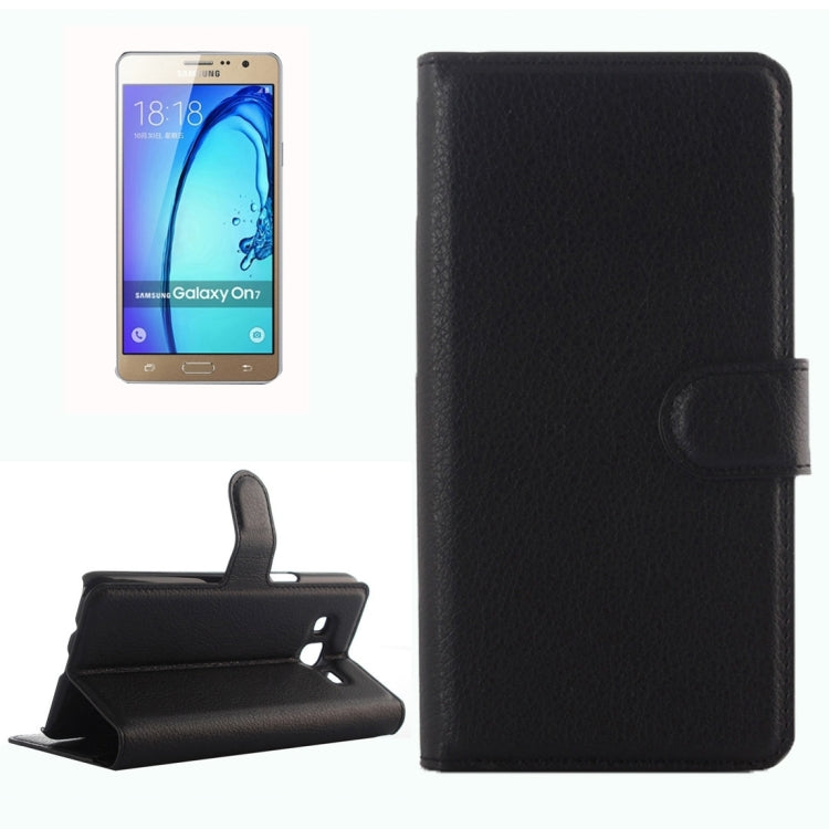 For Galaxy On7 Pro & On7 Litchi Texture Horizontal Flip Leather Case with Magnetic Buckle & Holder & Card Slots & Wallet