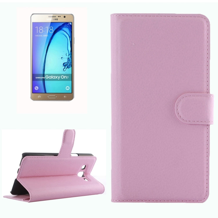 For Galaxy On7 Pro & On7 Litchi Texture Horizontal Flip Leather Case with Magnetic Buckle & Holder & Card Slots & Wallet