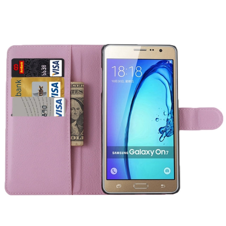 For Galaxy On7 Pro & On7 Litchi Texture Horizontal Flip Leather Case with Magnetic Buckle & Holder & Card Slots & Wallet