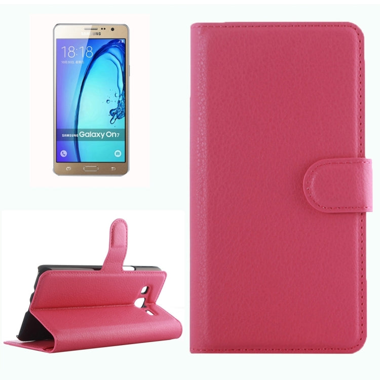 For Galaxy On7 Pro & On7 Litchi Texture Horizontal Flip Leather Case with Magnetic Buckle & Holder & Card Slots & Wallet