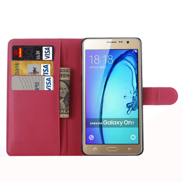 For Galaxy On7 Pro & On7 Litchi Texture Horizontal Flip Leather Case with Magnetic Buckle & Holder & Card Slots & Wallet