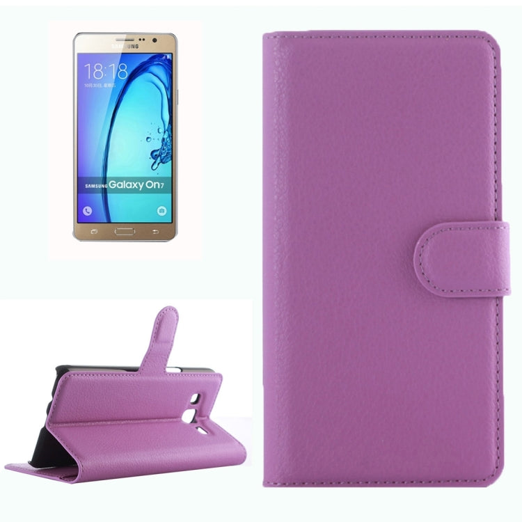 For Galaxy On7 Pro & On7 Litchi Texture Horizontal Flip Leather Case with Magnetic Buckle & Holder & Card Slots & Wallet