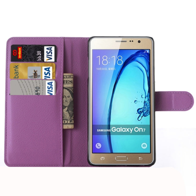 For Galaxy On7 Pro & On7 Litchi Texture Horizontal Flip Leather Case with Magnetic Buckle & Holder & Card Slots & Wallet