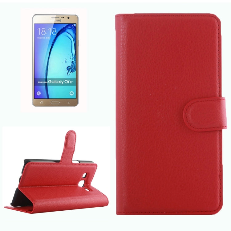 For Galaxy On7 Pro & On7 Litchi Texture Horizontal Flip Leather Case with Magnetic Buckle & Holder & Card Slots & Wallet