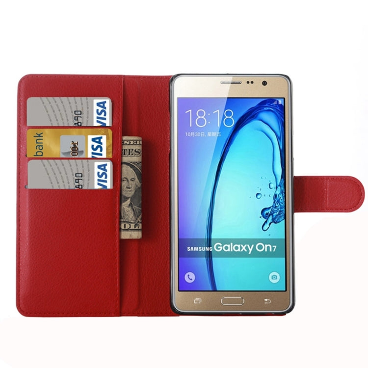 For Galaxy On7 Pro & On7 Litchi Texture Horizontal Flip Leather Case with Magnetic Buckle & Holder & Card Slots & Wallet