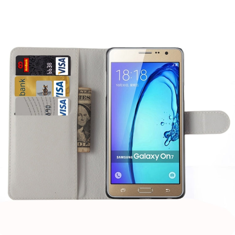For Galaxy On7 Pro & On7 Litchi Texture Horizontal Flip Leather Case with Magnetic Buckle & Holder & Card Slots & Wallet
