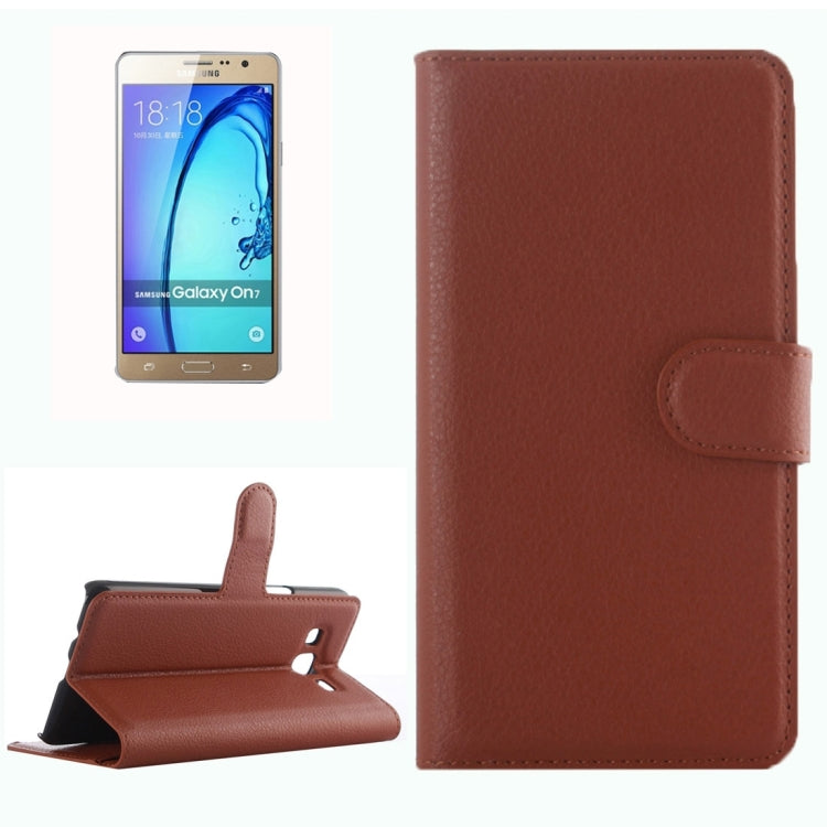 For Galaxy On7 Pro & On7 Litchi Texture Horizontal Flip Leather Case with Magnetic Buckle & Holder & Card Slots & Wallet