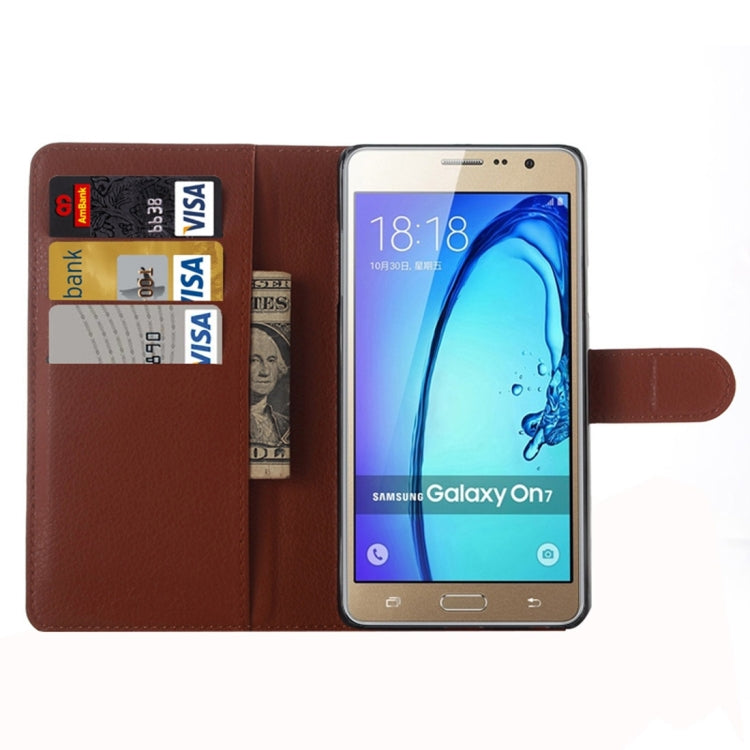 For Galaxy On7 Pro & On7 Litchi Texture Horizontal Flip Leather Case with Magnetic Buckle & Holder & Card Slots & Wallet