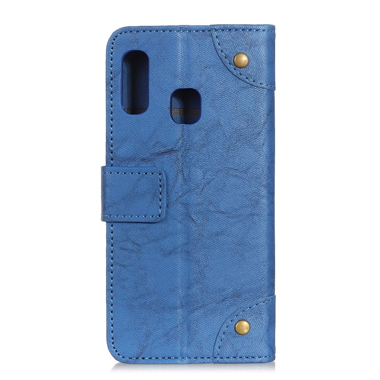 Copper Buckle Retro Crazy Horse Texture Horizontal Flip Leather Case for Galaxy A20e , with Holder & Card Slots & Wallet
