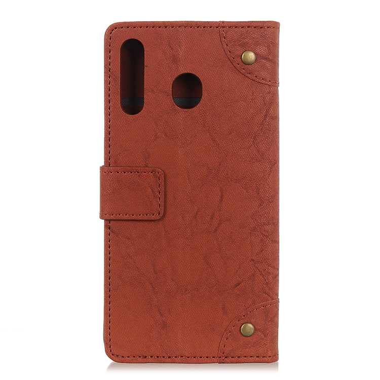 Copper Buckle Retro Crazy Horse Texture Horizontal Flip Leather Case for Galaxy A60 , with Holder & Card Slots & Wallet