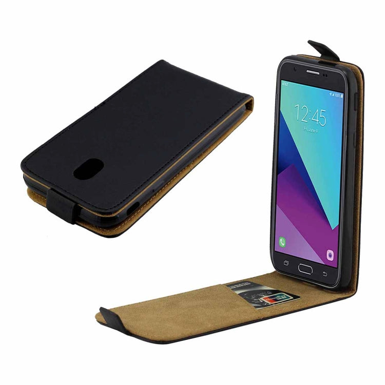 For Galaxy J7 (2017) TPU Business Style Vertical Flip Protective Leather Case with Card Slot(Black)