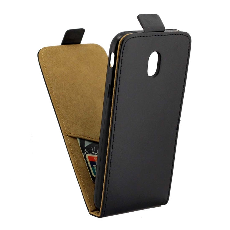 For Galaxy J7 (2017) TPU Business Style Vertical Flip Protective Leather Case with Card Slot(Black)