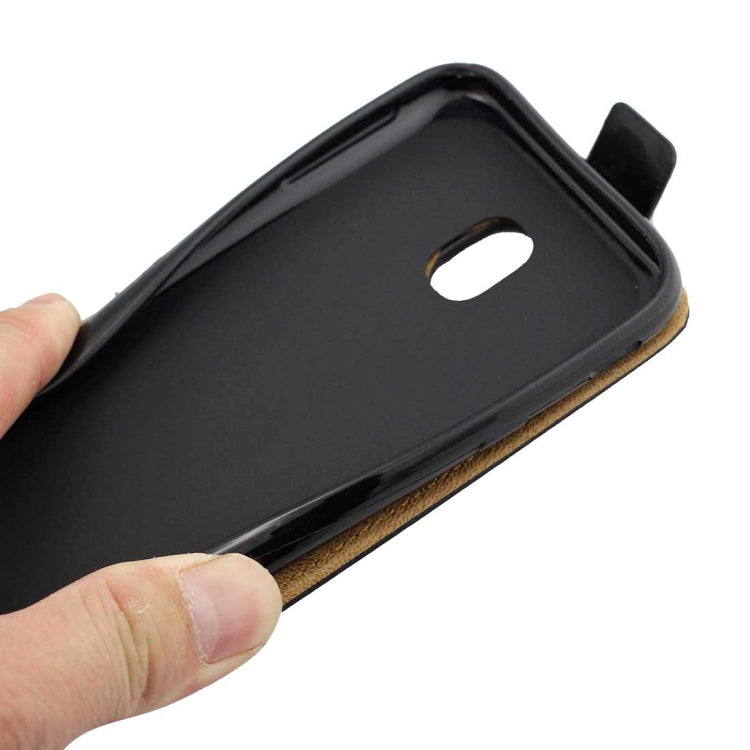 For Galaxy J7 (2017) TPU Business Style Vertical Flip Protective Leather Case with Card Slot(Black)