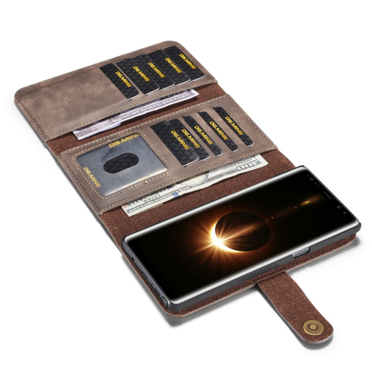 DG.MING for Galaxy Note 8 Triple Fold Crazy Horse Texture Horizontal Flip Magnetic Protective Case with Holder & Card Slots & Wallet