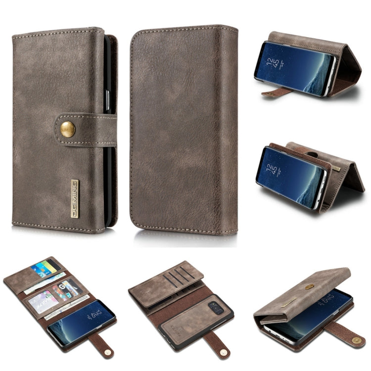 DG.MING for Galaxy S8 Triple Fold Crazy Horse Texture Horizontal Flip Magnetic Protective Case with Holder & Card Slots & Wallet