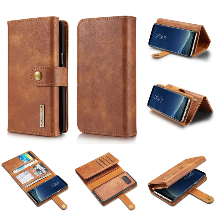 DG.MING for Galaxy S8 Triple Fold Crazy Horse Texture Horizontal Flip Magnetic Protective Case with Holder & Card Slots & Wallet