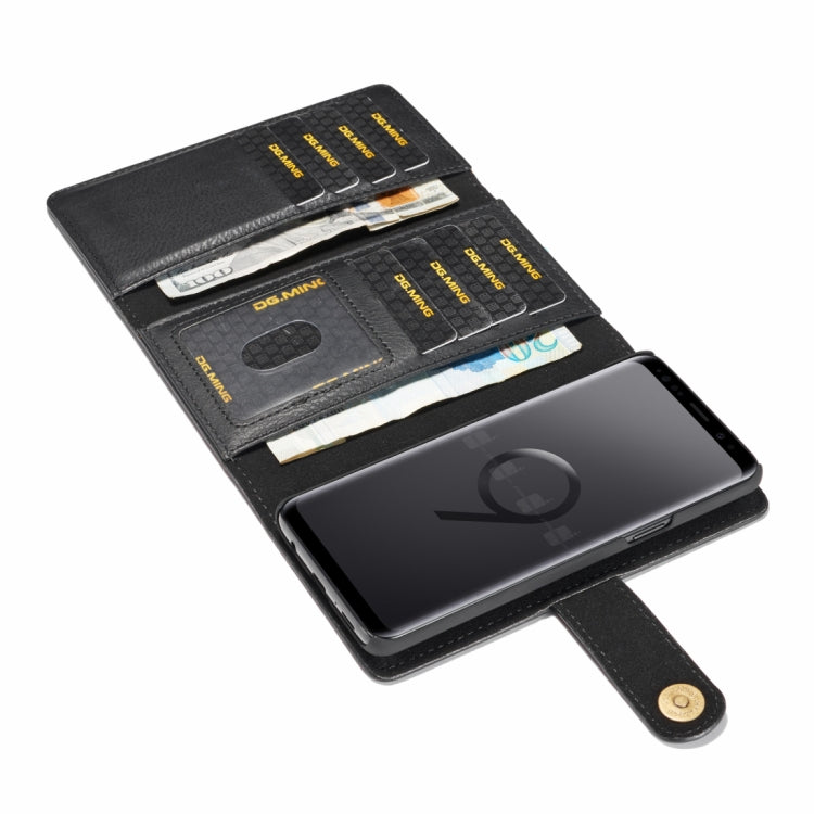 DG.MING for Galaxy S9 Triple Fold Crazy Horse Texture Horizontal Flip Magnetic Protective Case with Holder & Card Slots & Wallet