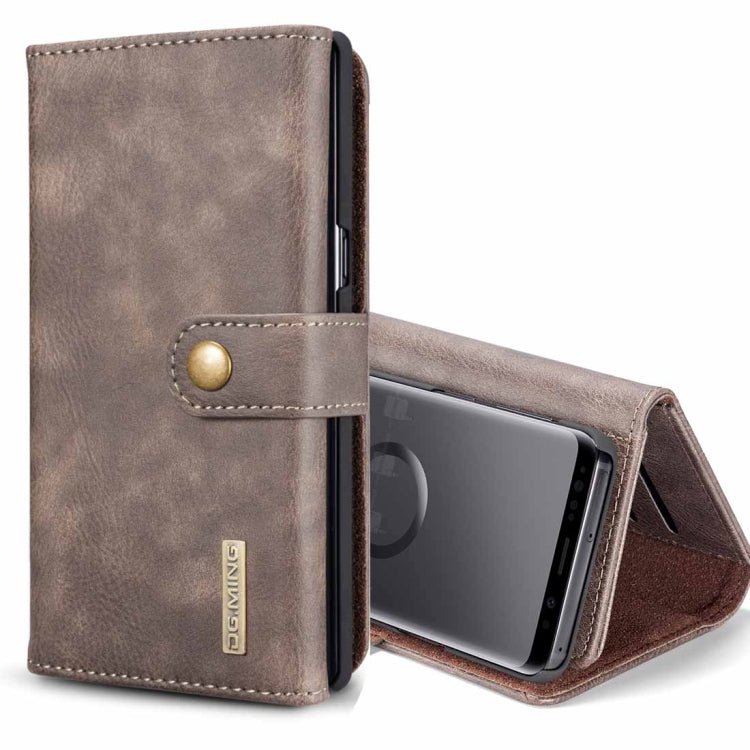 DG.MING for Galaxy S9 Triple Fold Crazy Horse Texture Horizontal Flip Magnetic Protective Case with Holder & Card Slots & Wallet