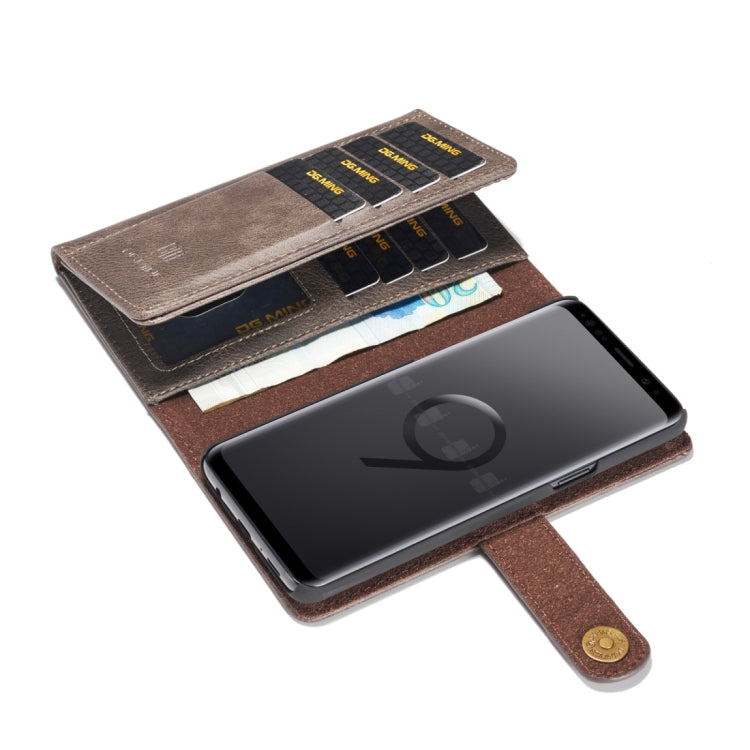 DG.MING for Galaxy S9 Triple Fold Crazy Horse Texture Horizontal Flip Magnetic Protective Case with Holder & Card Slots & Wallet