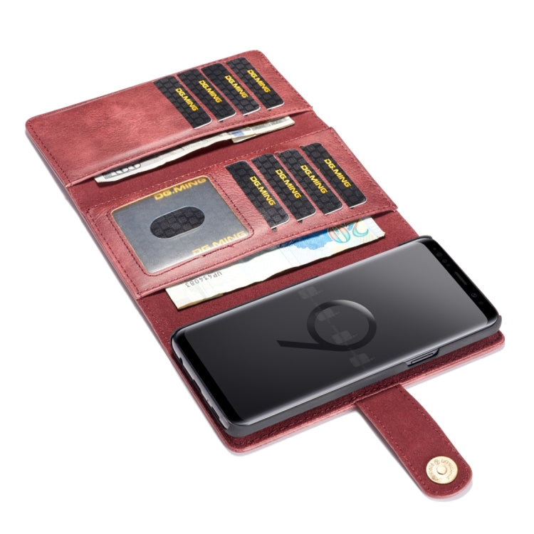 DG.MING for Galaxy S9 Triple Fold Crazy Horse Texture Horizontal Flip Magnetic Protective Case with Holder & Card Slots & Wallet