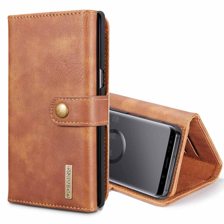 DG.MING for Galaxy S9 Triple Fold Crazy Horse Texture Horizontal Flip Magnetic Protective Case with Holder & Card Slots & Wallet