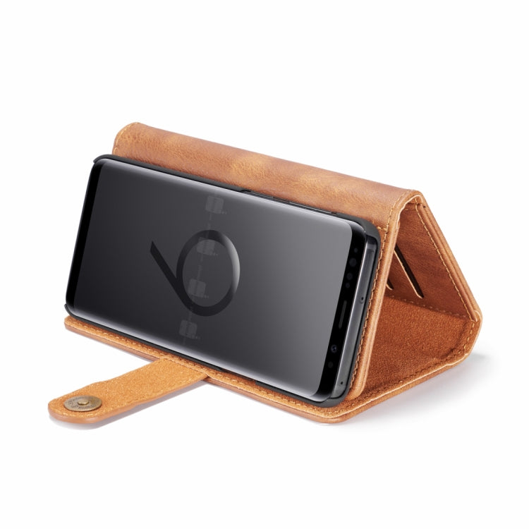 DG.MING for Galaxy S9 Triple Fold Crazy Horse Texture Horizontal Flip Magnetic Protective Case with Holder & Card Slots & Wallet
