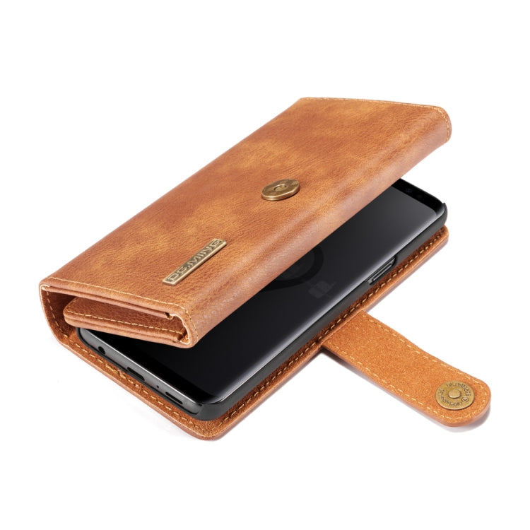 DG.MING for Galaxy S9 Triple Fold Crazy Horse Texture Horizontal Flip Magnetic Protective Case with Holder & Card Slots & Wallet