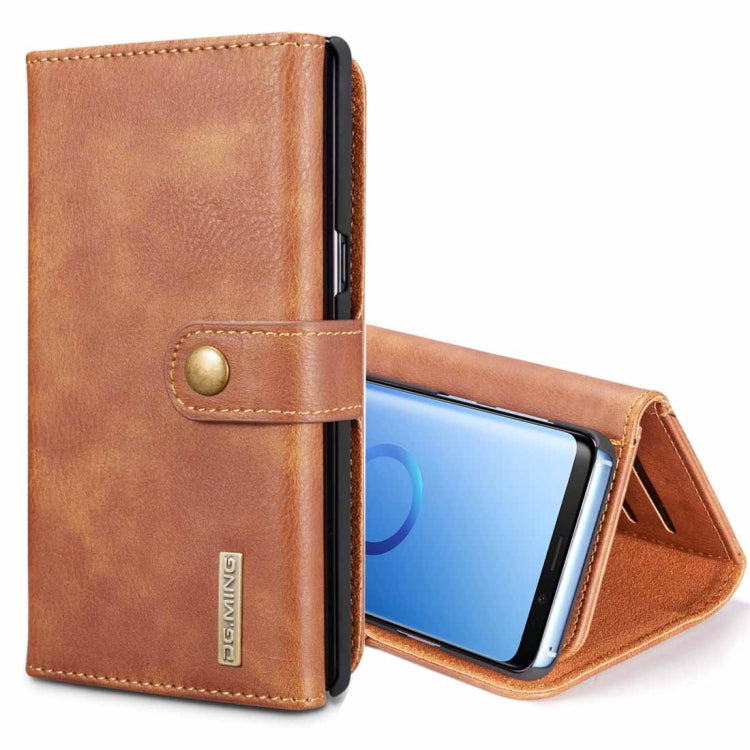 DG.MING for Galaxy S9+ Triple Fold Crazy Horse Texture Horizontal Flip Magnetic Protective Case with Holder & Card Slots & Wallet