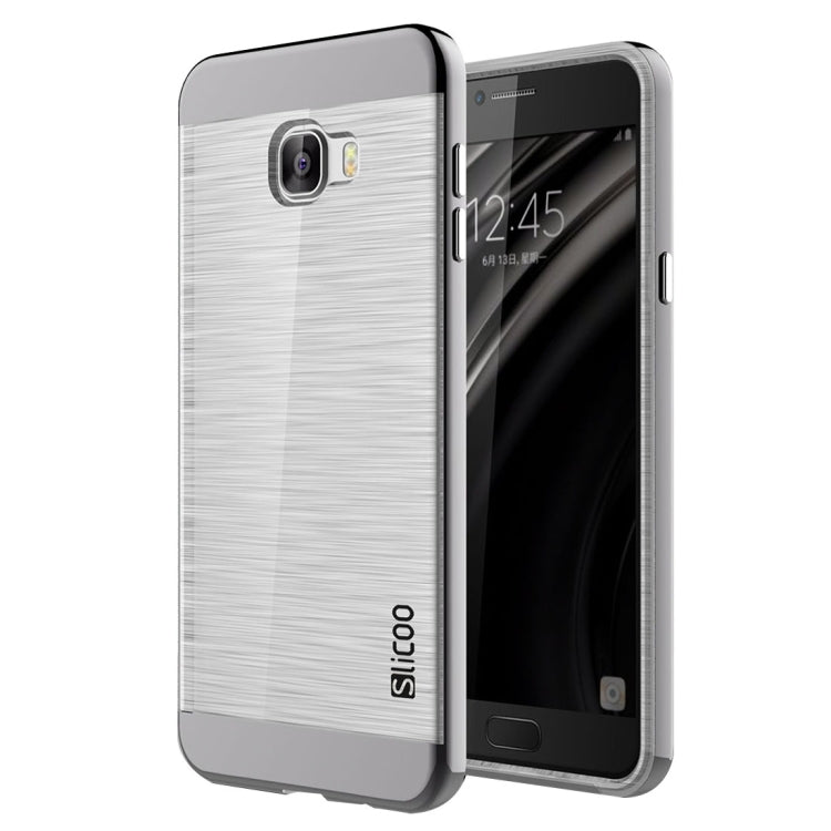 SLiCOO for Galaxy C7 / C700 Concise Fashion Separable Dichromatic Brushed Texture Transparent TPU + Electroplating PC Combination Case