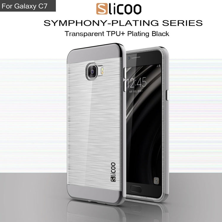 SLiCOO for Galaxy C7 / C700 Concise Fashion Separable Dichromatic Brushed Texture Transparent TPU + Electroplating PC Combination Case
