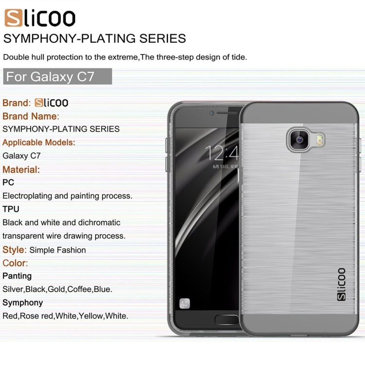 SLiCOO for Galaxy C7 / C700 Concise Fashion Separable Dichromatic Brushed Texture Transparent TPU + Electroplating PC Combination Case