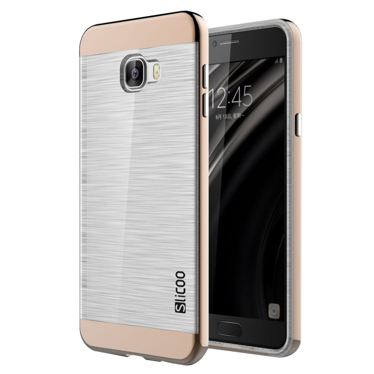 SLiCOO for Galaxy C7 / C700 Concise Fashion Separable Dichromatic Brushed Texture Transparent TPU + Electroplating PC Combination Case