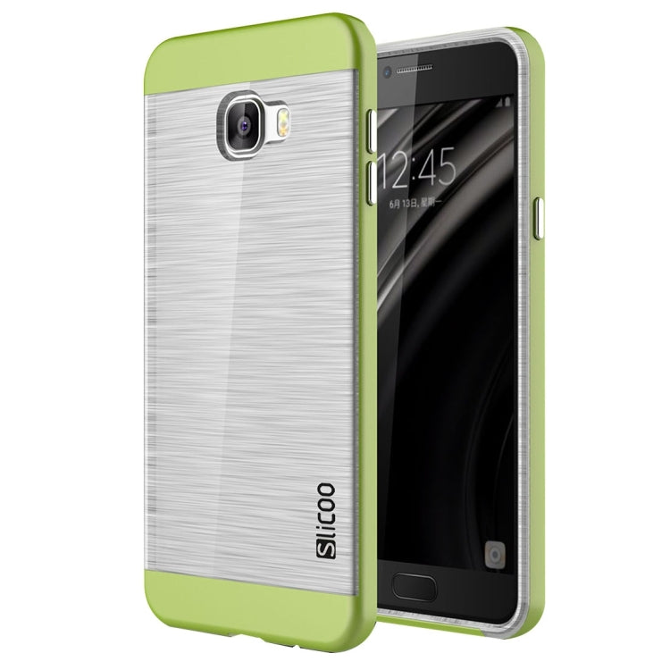 SLiCOO for Galaxy C7 / C700 Concise Fashion Separable Dichromatic Brushed Texture Transparent TPU + Electroplating PC Combination Case