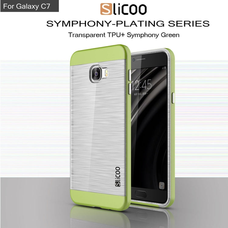 SLiCOO for Galaxy C7 / C700 Concise Fashion Separable Dichromatic Brushed Texture Transparent TPU + Electroplating PC Combination Case