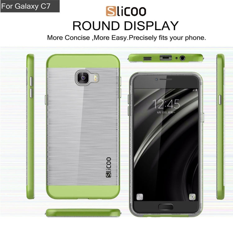 SLiCOO for Galaxy C7 / C700 Concise Fashion Separable Dichromatic Brushed Texture Transparent TPU + Electroplating PC Combination Case