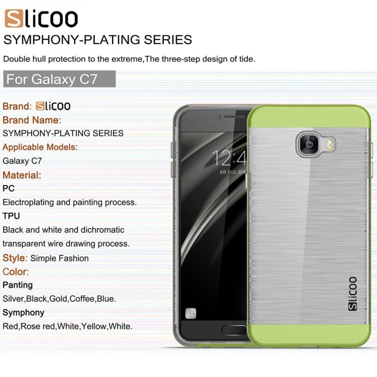 SLiCOO for Galaxy C7 / C700 Concise Fashion Separable Dichromatic Brushed Texture Transparent TPU + Electroplating PC Combination Case
