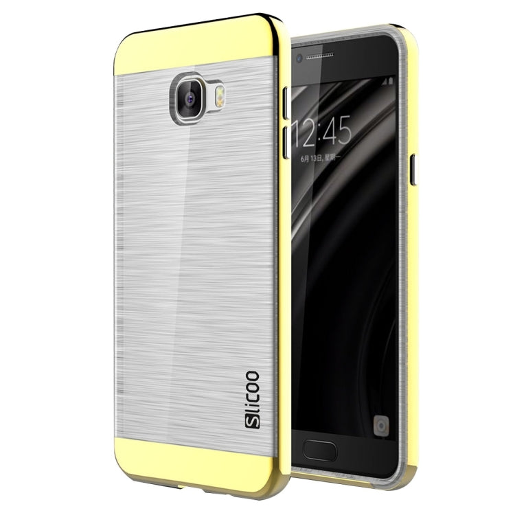SLiCOO for Galaxy C7 / C700 Concise Fashion Separable Dichromatic Brushed Texture Transparent TPU + Electroplating PC Combination Case