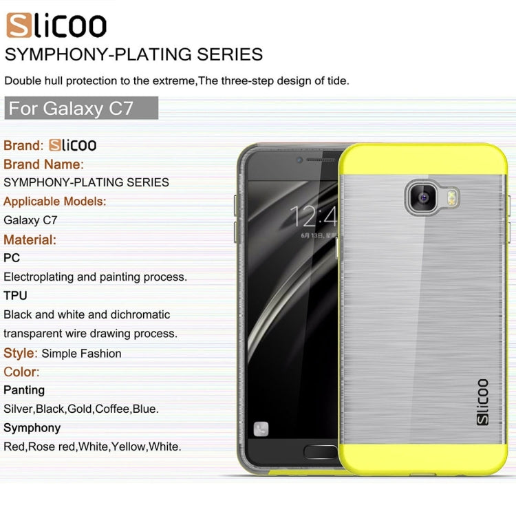 SLiCOO for Galaxy C7 / C700 Concise Fashion Separable Dichromatic Brushed Texture Transparent TPU + Electroplating PC Combination Case
