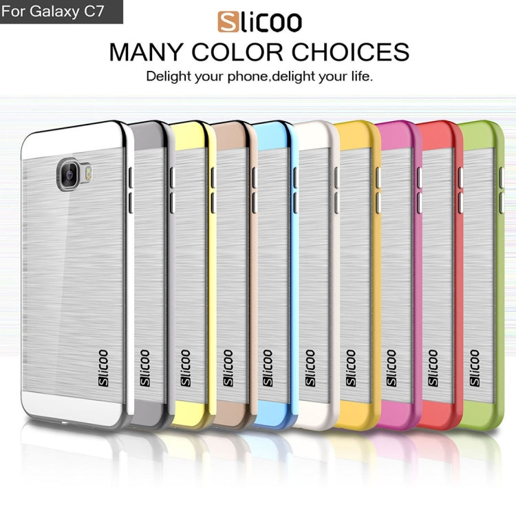 SLiCOO for Galaxy C7 / C700 Concise Fashion Separable Dichromatic Brushed Texture Transparent TPU + Electroplating PC Combination Case
