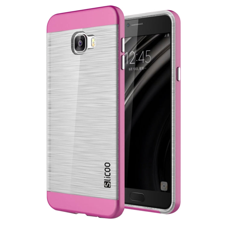 SLiCOO for Galaxy C7 / C700 Concise Fashion Separable Dichromatic Brushed Texture Transparent TPU + Electroplating PC Combination Case