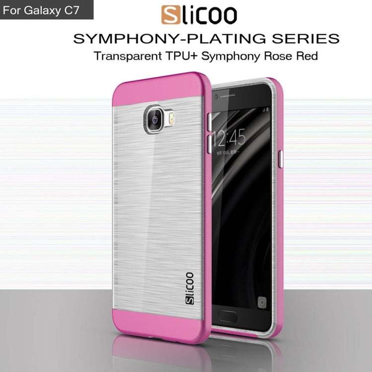 SLiCOO for Galaxy C7 / C700 Concise Fashion Separable Dichromatic Brushed Texture Transparent TPU + Electroplating PC Combination Case