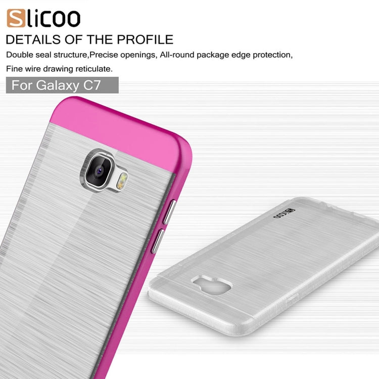 SLiCOO for Galaxy C7 / C700 Concise Fashion Separable Dichromatic Brushed Texture Transparent TPU + Electroplating PC Combination Case