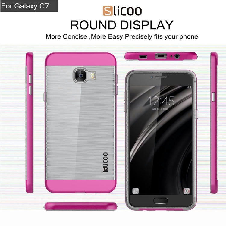 SLiCOO for Galaxy C7 / C700 Concise Fashion Separable Dichromatic Brushed Texture Transparent TPU + Electroplating PC Combination Case