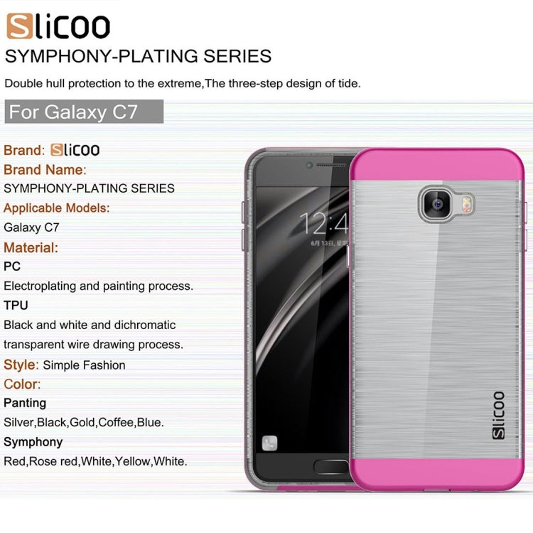 SLiCOO for Galaxy C7 / C700 Concise Fashion Separable Dichromatic Brushed Texture Transparent TPU + Electroplating PC Combination Case