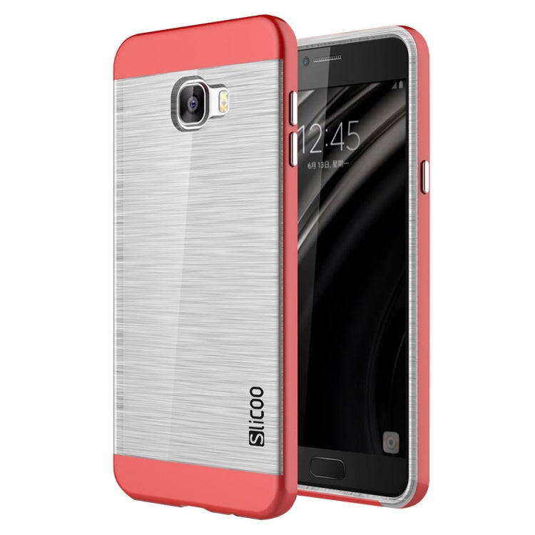 SLiCOO for Galaxy C7 / C700 Concise Fashion Separable Dichromatic Brushed Texture Transparent TPU + Electroplating PC Combination Case
