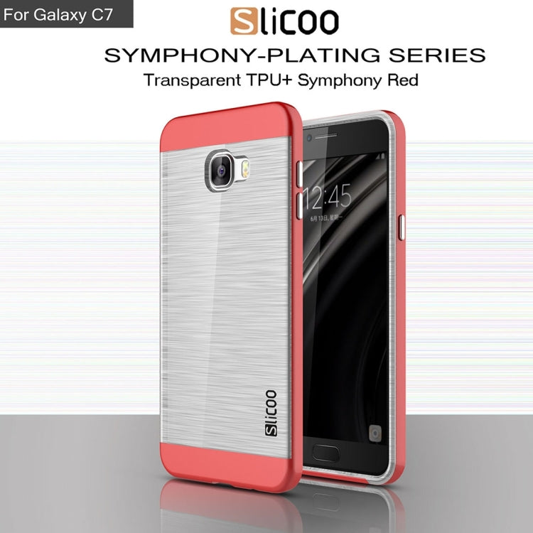 SLiCOO for Galaxy C7 / C700 Concise Fashion Separable Dichromatic Brushed Texture Transparent TPU + Electroplating PC Combination Case