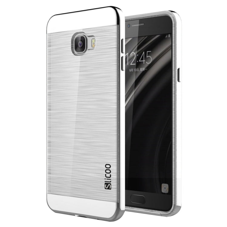 SLiCOO for Galaxy C7 / C700 Concise Fashion Separable Dichromatic Brushed Texture Transparent TPU + Electroplating PC Combination Case